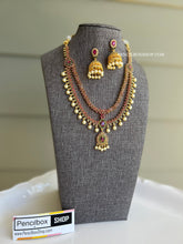 Load image into Gallery viewer, Two layer Multicolor Cz American diamond Golden Finish Necklace set
