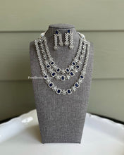 Load image into Gallery viewer, American Diamond cz Long Royal Blue Layered Necklace set
