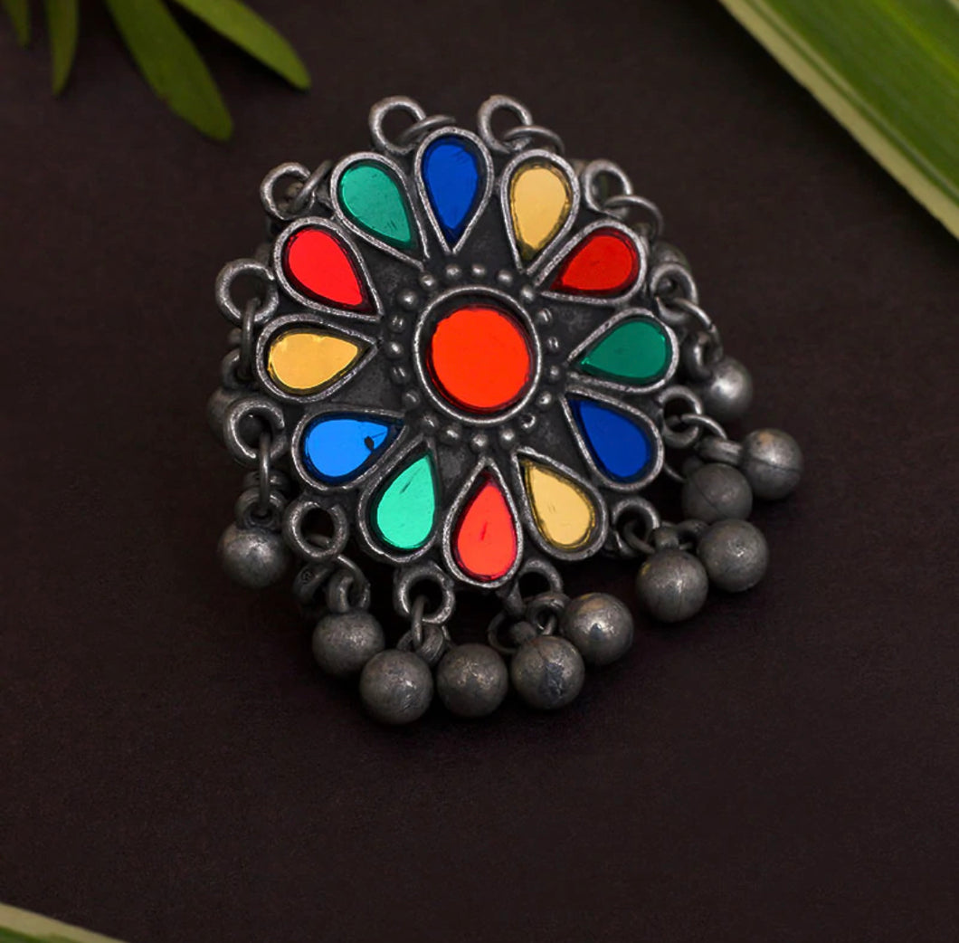 Ghunghroo Mirror Afghani Adjustable Ring