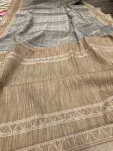 Load image into Gallery viewer, Handloom weaving Silk Grey with modern touch  Saree
