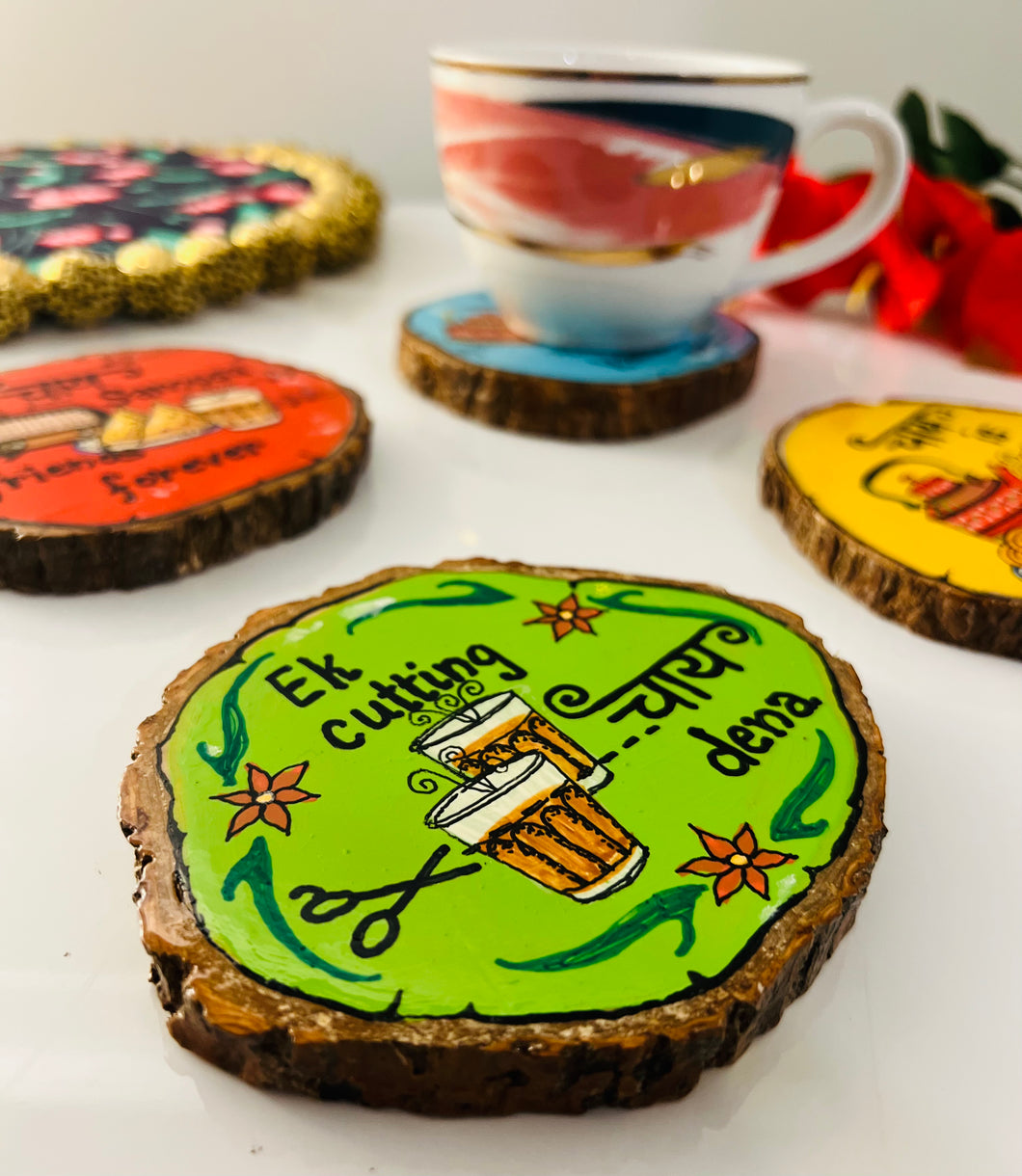 Set of 4 chai Tea handpainted Coasters Home Decor