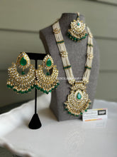 Load image into Gallery viewer, Dhani Kundan Pearl Beads Long Necklace set with maangtikka

