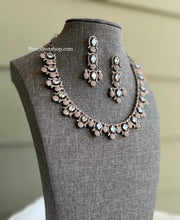 Load image into Gallery viewer, Dainty Victorian Finish Dual tone American Diamond Multicolor Necklace set
