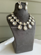 Load image into Gallery viewer, White cz uncut Stone Statement Designer Necklace set
