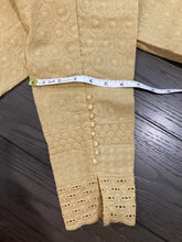 Load image into Gallery viewer, Beige/golden Chikankari Pant with back elastic
