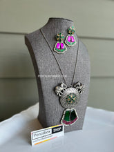 Load image into Gallery viewer, German silver Elephant Long Chain Designer silver Big pendant necklace set
