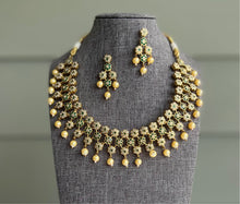 Load image into Gallery viewer, Jadau Green Simple pearl Net Moti Simple Elegant Necklace set
