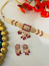Load image into Gallery viewer, Ruby Gold Tayani American Diamond Premium choker Necklace set
