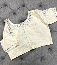 Load image into Gallery viewer, White Handmade Mirror back open Blouse
