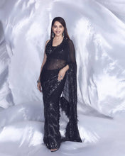 Load image into Gallery viewer, Black Sequins Saree with tassel Bollywood Style women clothing
