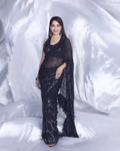 Load image into Gallery viewer, Pre order Black Sequins Saree with tassel Bollywood Style  women clothing
