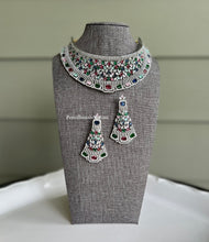Load image into Gallery viewer, Statement American diamond Premium Multicolor Choker necklace set
