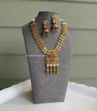 Load image into Gallery viewer, Multicolor Green Ruby pachi Kundan Simple Dainty Hanging necklace set
