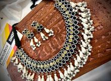 Load image into Gallery viewer, German silver pearl Yellow Blue necklace set
