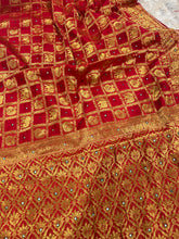 Load image into Gallery viewer, Maroon Elephant Peacock  Golden Zari Border Silk Saree Elegant
