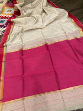 Load image into Gallery viewer, Pink beige Silk Handloom weaving Zari border pink light brown Saree
