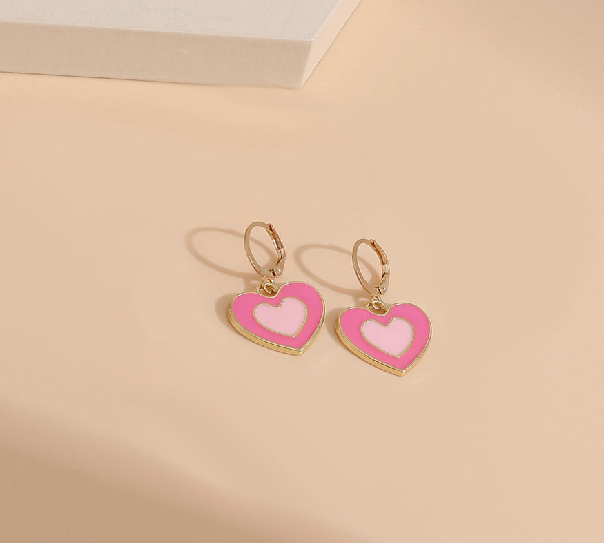Small Heart Golden Pink Hoops earrings IDW