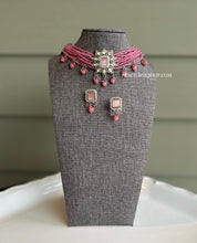 Load image into Gallery viewer, Uncut Crystal Beads drops American Diamond Choker Necklace set
