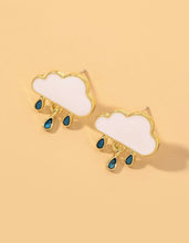 Load image into Gallery viewer, [SALE] S 92.5 post Small cloud Rain Drop  blue Stud earrings IDW comes with a gift box
