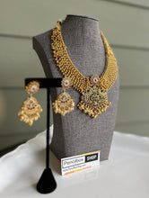 Load image into Gallery viewer, Peacock Real Kemp Stone Golden beads Temple Jewelry
