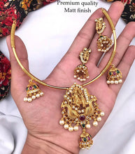 Load image into Gallery viewer, Radha krishna Temple Multicolor Kemp Hasli Necklace set
