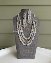 Load image into Gallery viewer, Noor - Designer Premium American Diamond Multicolor Pastel Cz Three layer Necklace
