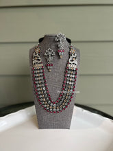 Load image into Gallery viewer, Naazi Special German Silver Peacock Five layered Premium Statement Necklace set
