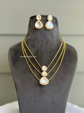 Load image into Gallery viewer, 22 carat Gold plated moissanite Stone Three Stone Layered Necklace set
