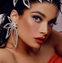Load image into Gallery viewer, Big Statement Rhinestone shape white Long Earrings IDW
