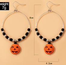 Load image into Gallery viewer, Halloween pumpkin black beads dangling earrings IDW
