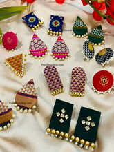 Load image into Gallery viewer, 100% Handmade Saree Fabric Medium Size Stud Earrings
