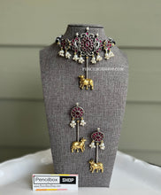 Load image into Gallery viewer, German silver Nandi Dual Tone Pearl Choker  Necklace set
