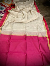 Load image into Gallery viewer, Pink beige Silk Handloom weaving Zari border pink light brown Saree
