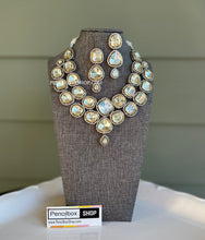 Load image into Gallery viewer, Premium Quality Designer Maharani Uncut Polki  Kundan  Silver Foiled  Necklace set
