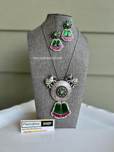 Load image into Gallery viewer, German silver Elephant Long Chain Designer silver Big pendant necklace set
