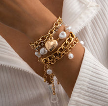 Load image into Gallery viewer, Set of 5 Bracelet Set Golden adjustable IDW
