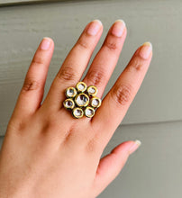 Load image into Gallery viewer, Premium quality Kundan Back side Meenakari Adjustable Ring
