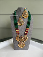 Load image into Gallery viewer, Multicolor Temple Long Real Kemp stone Haram Necklace Set
