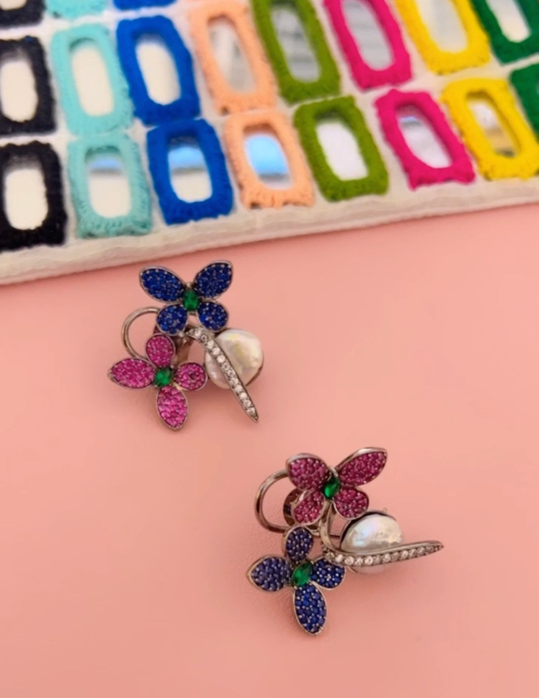 Baroque American Diamond Butterfly Studded Stud earrings