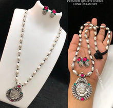 Load image into Gallery viewer, German Silver Multicolor Durga Statement Necklace set
