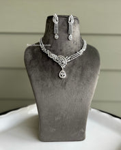 Load image into Gallery viewer, American Diamond classy designer Silver Necklace set
