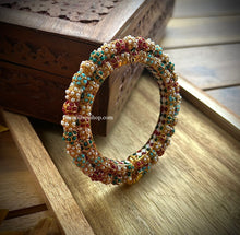 Load image into Gallery viewer, Round Multicolor Jadau Kundan Rajasthani Openable Single Bangle
