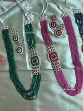 Load image into Gallery viewer, American diamond long Beaded mala necklace set
