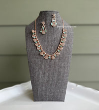 Load image into Gallery viewer, Rose Gold  finish Mint American Diamond Simple   Necklace set
