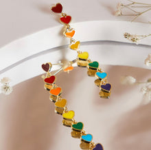 Load image into Gallery viewer, Hanging Multicolor Heart Dangling Earrings IDW
