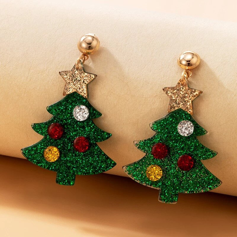 Christmas Tree Acrylic Earrings Jewelry IDW