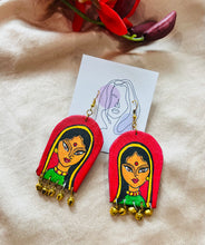Load image into Gallery viewer, Rajasthani Series Handmade handpainted Statement Girly Statement Earrings
