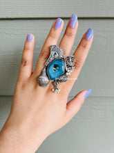 Load image into Gallery viewer, German Silver Adjustable Fusion Rings Natural Stone Contemporary
