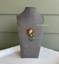 Load image into Gallery viewer, Real Jadau Kundan Kemp Stone Peacock Foiled Hasli Necklace
