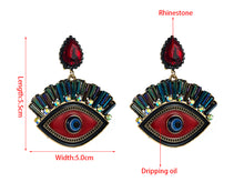 Load image into Gallery viewer, Evil eye Crystal Diamond Big statement earrings IDW
